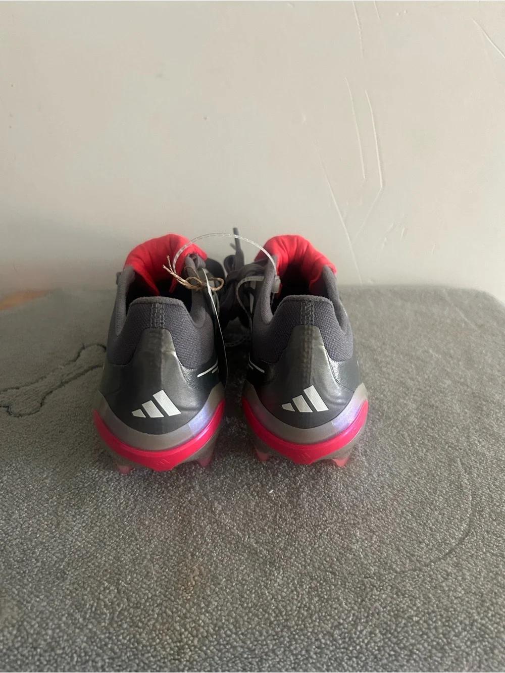 adidas Predator Soccer Cleats in Gray with Pink Accents